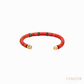 Anil Arjandas Jewels: Cylindrical Red Coral & Pavé Diamond 18K Rose Gold Open Cuff Bracelet