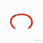 Anil Arjandas Jewels: Cylindrical Red Coral & Pavé Diamond 18K Rose Gold Open Cuff Bracelet
