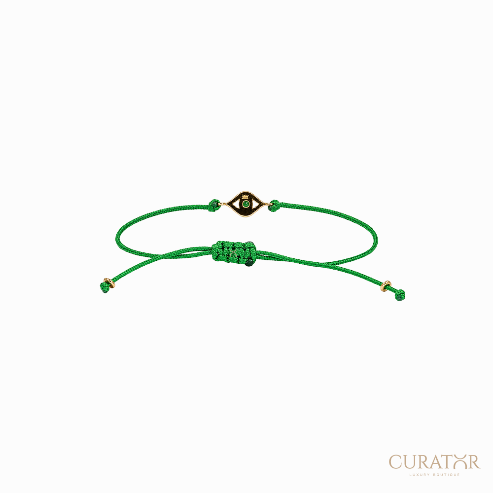Anil Arjandas Jewels: Mini Evil Eye Diamond & Emerald Gold Macramé Bracelet