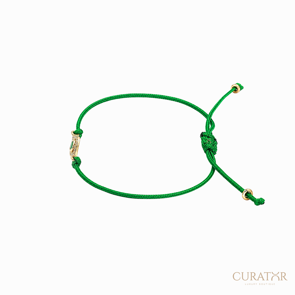 Anil Arjandas Jewels: Mini Evil Eye Diamond & Emerald Gold Macramé Bracelet