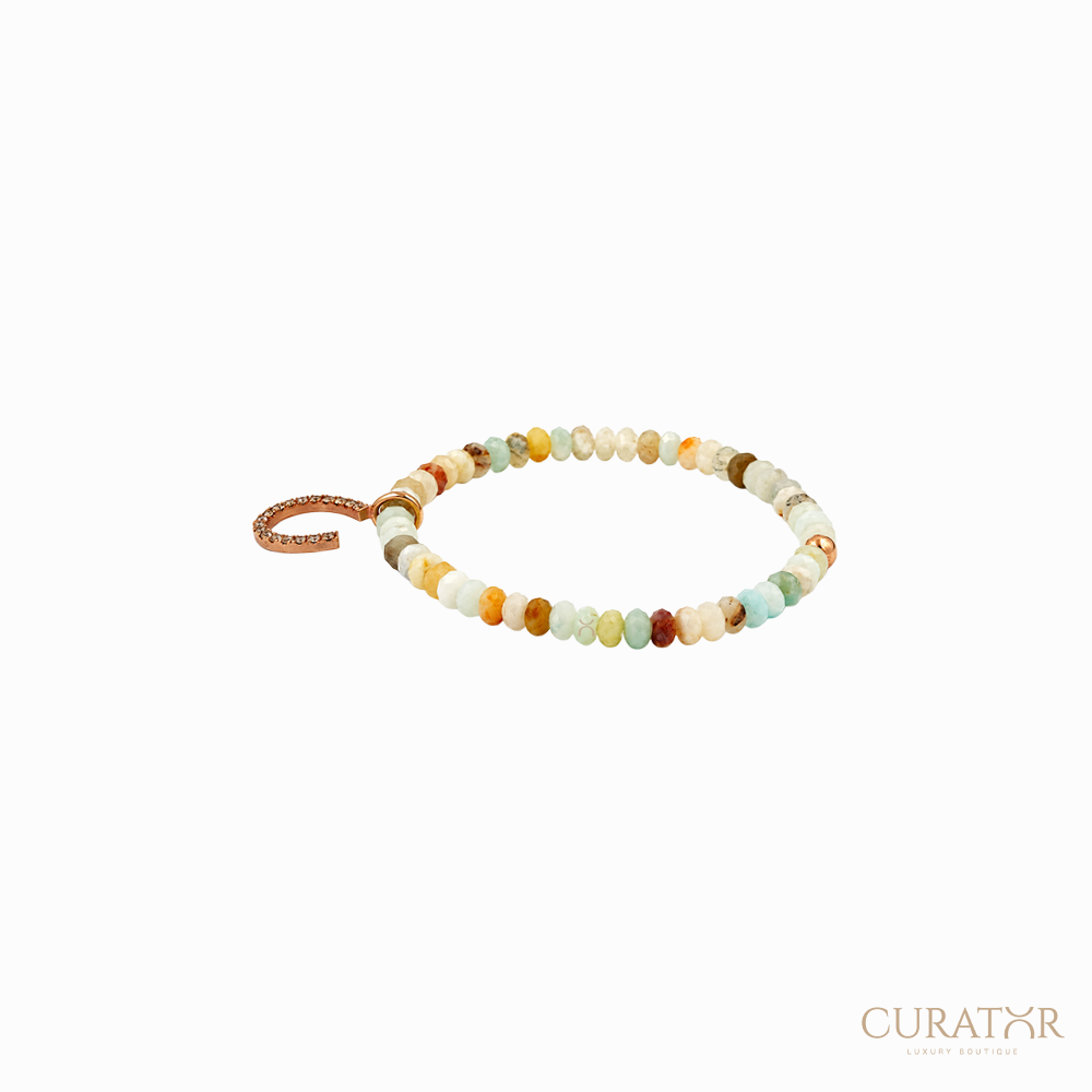 Anil Arjandas Jewels: Multi-Stone Energy & Diamond Pavé Horseshoe Charm Stretch Bracelet