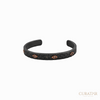 Anil Arjandas Jewels: Engraved Oxidized Silver & 18K Rose Gold Evil Eye Cuff