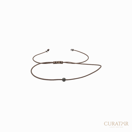 Anil Arjandas Jewels: Black Diamond Mini Ball Brown Cord Adjustable Drawstring Bracelet