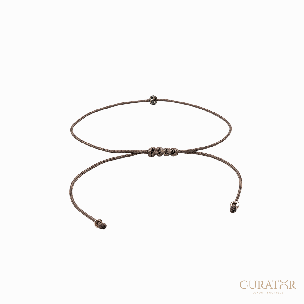 Anil Arjandas Jewels: Black Diamond Mini Ball Brown Cord Adjustable Drawstring Bracelet