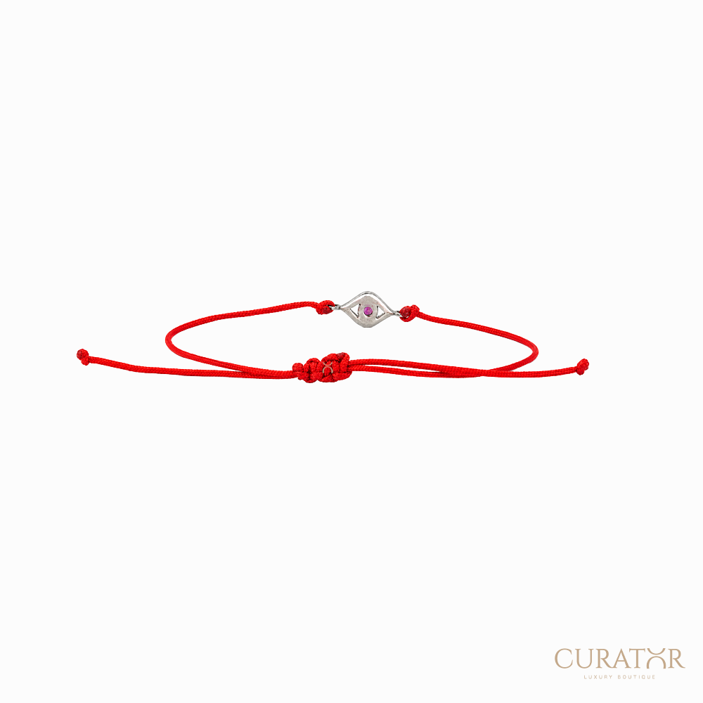 Anil Arjandas Jewels: Evil Eye Oxidized Sterling Silver Red Cord Bracelet