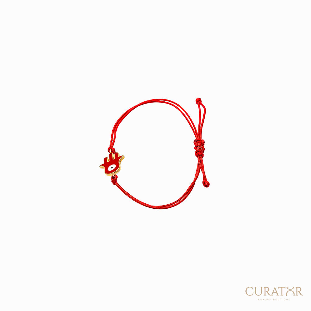 Anil Arjandas Jewels: Gold & Enamel Hamsa Red Cord Bracelet
