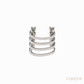 Anil Arjandas Jewels: 18K White Gold Four-Row Open Cage Ring with Pear-Cut Diamonds and Emeralds