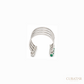 Anil Arjandas Jewels: 18K White Gold Four-Row Open Cage Ring with Pear-Cut Diamonds and Emeralds