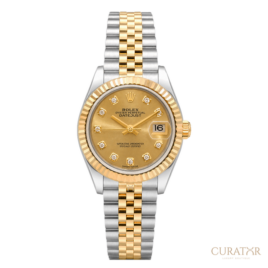 Rolex Lady-Datejust 28 Yellow Rolesor Champagne Diamond Dial