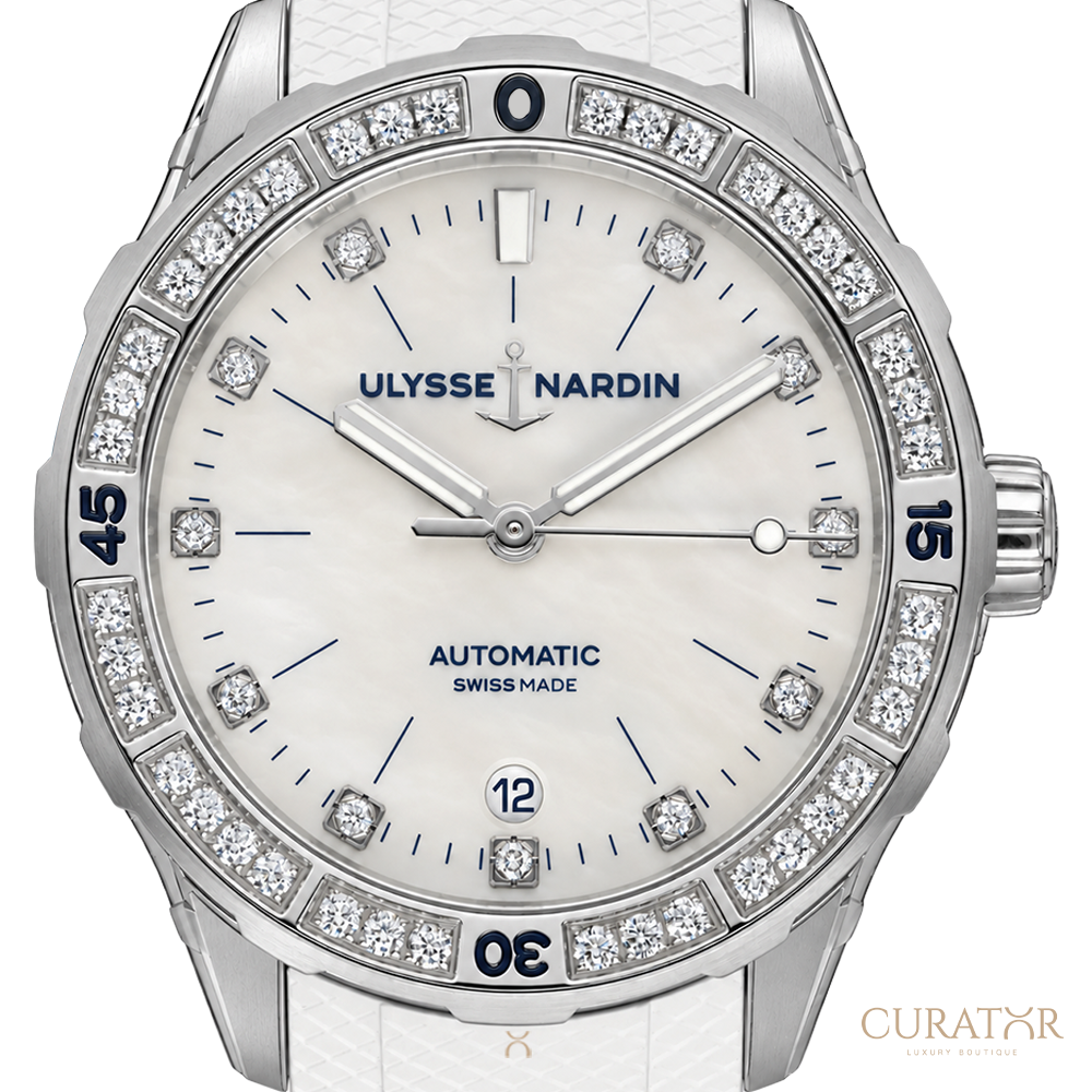 Ulysse Nardin Lady Diver 39mm Diamond Bezel Mother-of-Pearl Dial Watch