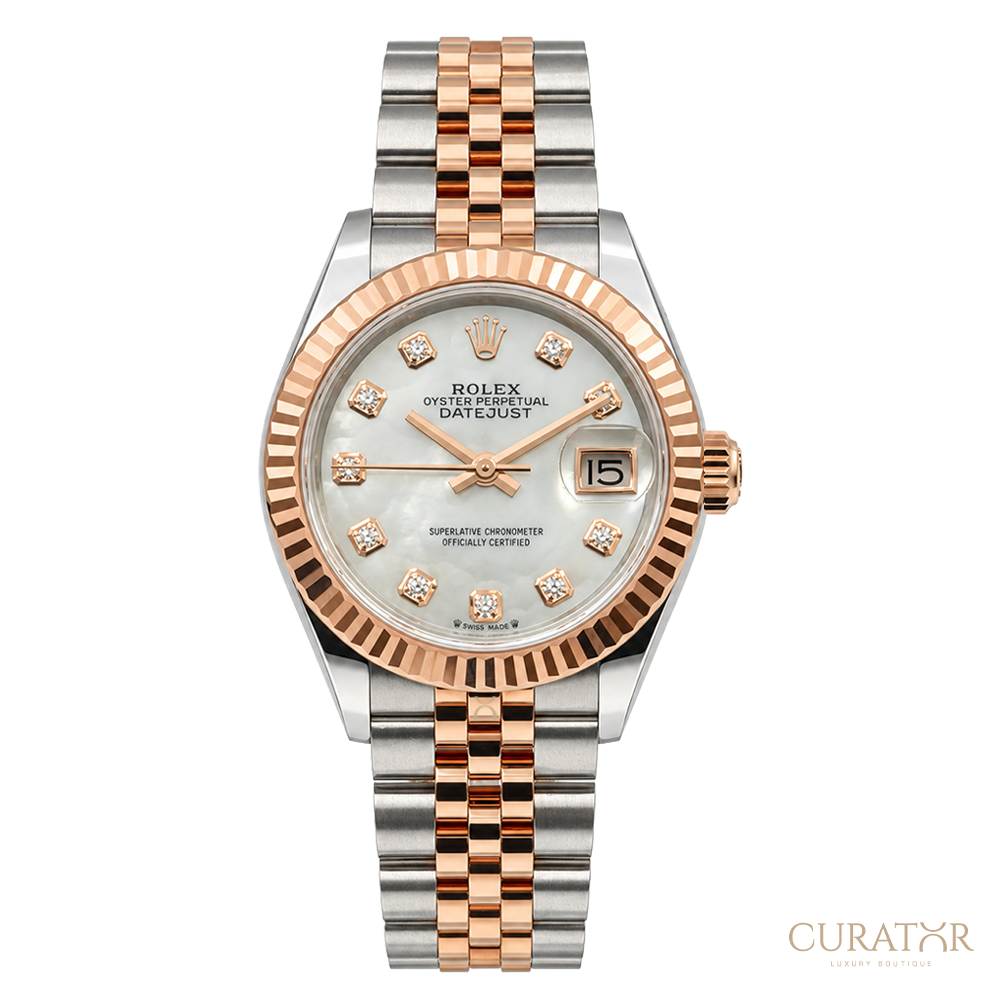 Rolex Lady-Datejust 28 Everose Rolesor White Mother-of-Pearl Diamond Dial
