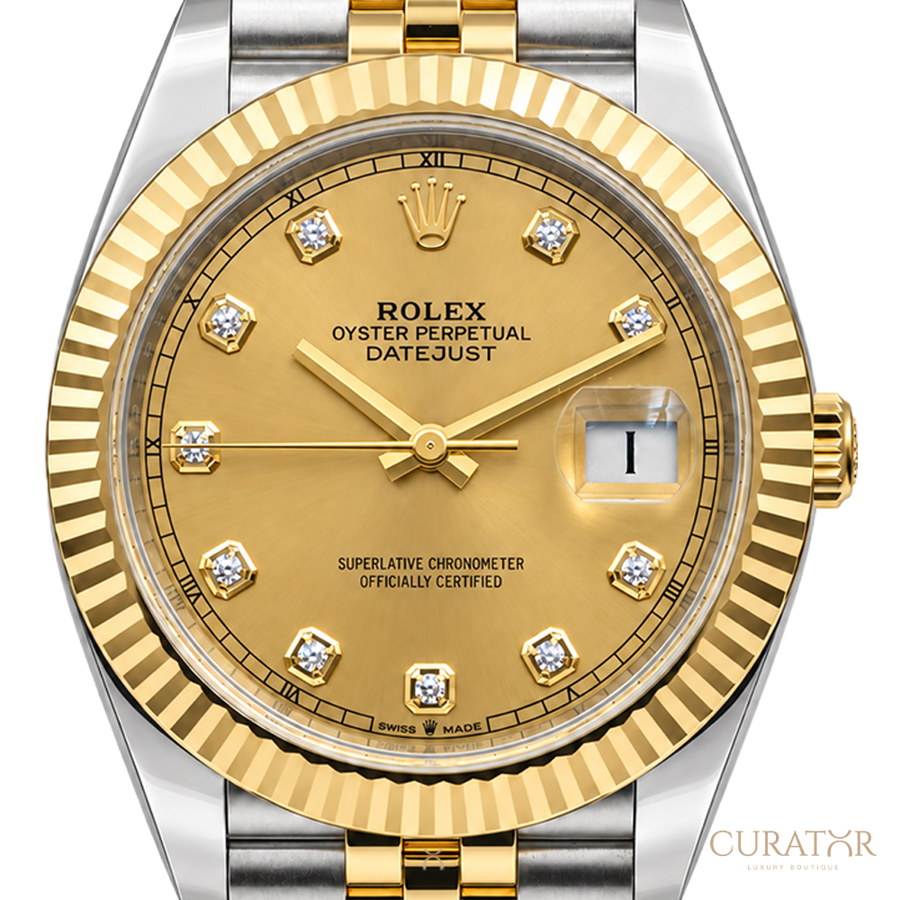 Rolex Datejust 41 Yellow Rolesor Champagne Diamond Dial