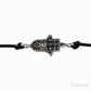 Anil Arjandas Jewels: Sterling Silver and Brown Diamond Hamsa Hand Macrame Cord Bracelet
