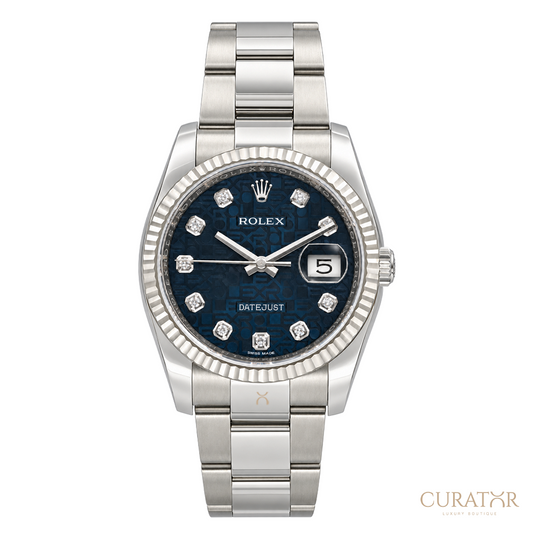 Rolex Datejust 36 White Rolesor Blue Jubilee Diamond Dial
