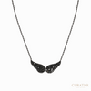 Anil Arjandas Jewels: Oxidized Sterling Silver Black Diamond Angel Wings Necklace