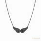 Anil Arjandas Jewels: Oxidized Sterling Silver Black Diamond Angel Wings Necklace