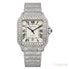 Cartier Santos Large Diamond Set Steel Automatic Watch