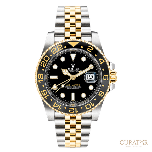 Rolex GMT-Master II Yellow Rolesor Black Grey Bezel Jubilee