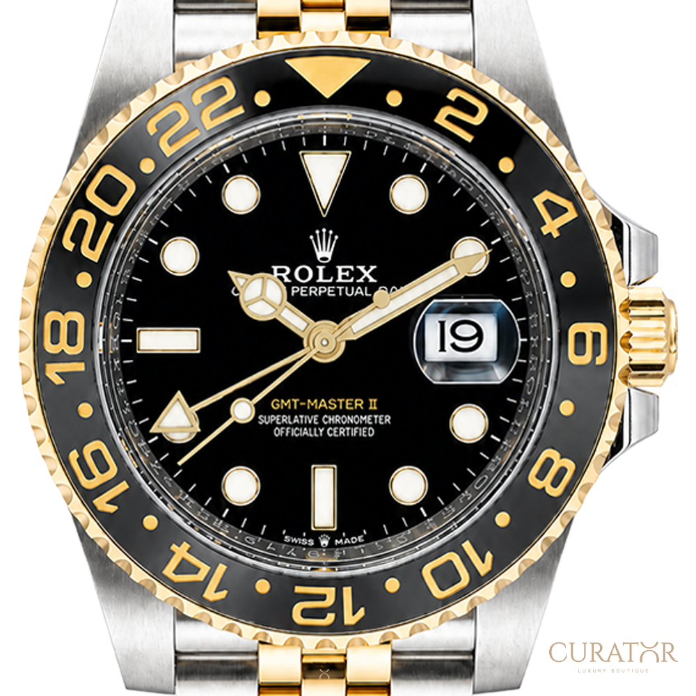 Rolex GMT-Master II Yellow Rolesor Black Grey Bezel Jubilee