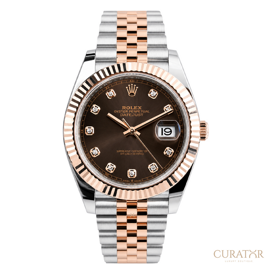 Rolex Datejust 41 Everose Rolesor Chocolate Diamond Dial