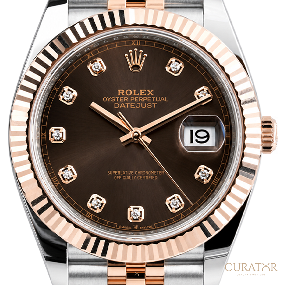 Rolex Datejust 41 Everose Rolesor Chocolate Diamond Dial