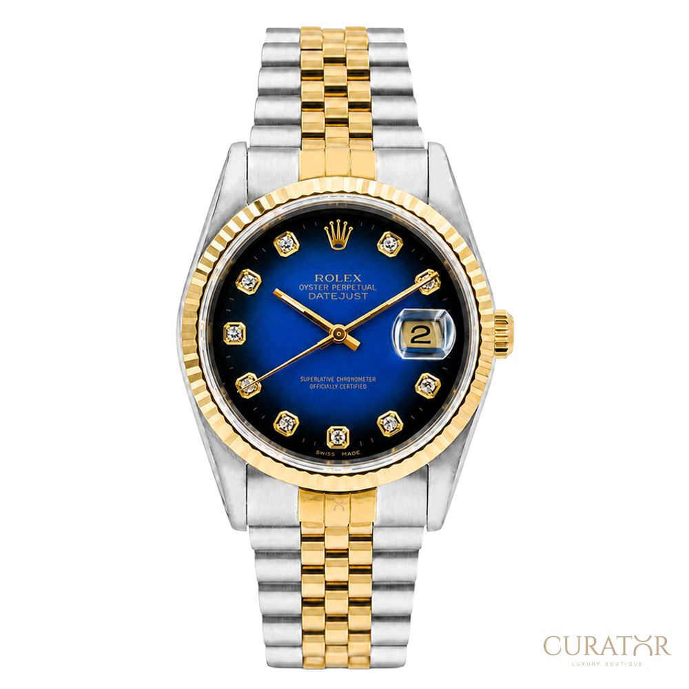 Rolex Datejust 36 Blue Vignette Diamond Dial Two-Tone Jubilee