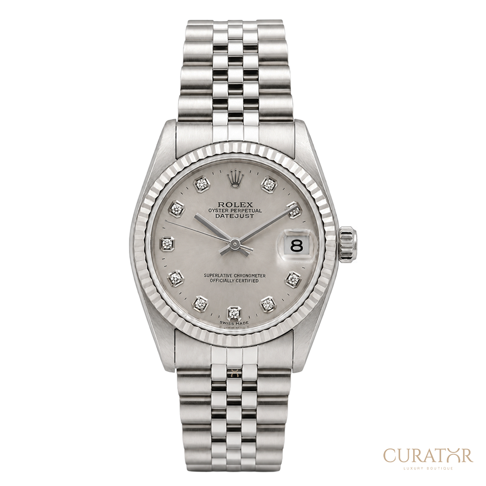 Rolex Datejust 31 Silver Diamond Dial Oystersteel Jubilee