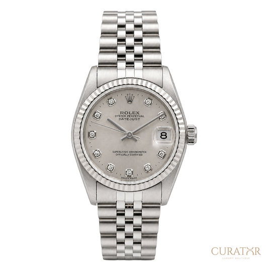 Rolex Datejust 31 Silver Diamond Dial Oystersteel Jubilee