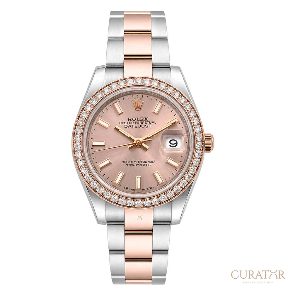 Rolex Lady-Datejust 28 Sundust Dial Diamond Bezel Everose Rolesor
