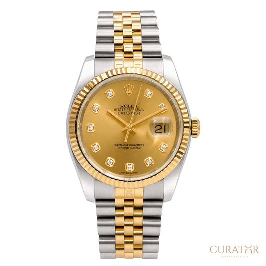 Rolex Datejust 36 Yellow Rolesor Champagne Diamond Dial