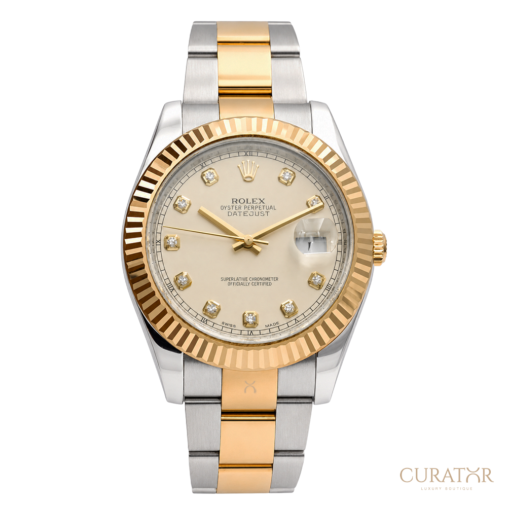 Rolex Datejust II 41 Yellow Rolesor Silver Diamond Dial