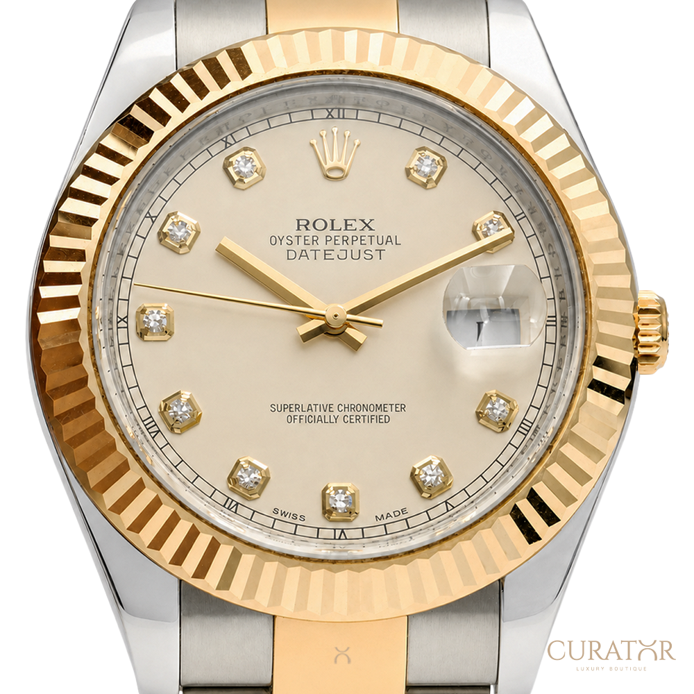 Rolex Datejust II 41 Yellow Rolesor Silver Diamond Dial