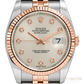 Rolex Datejust 36 Everose Rolesor Silver Dial Diamond Markers Watch